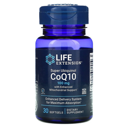 Life Extension Super Ubiquinol CoQ10 with Enhanced Mitochondrial Support (Суперубихинол коэнзим Q10 с улучшенной поддержкой митохондрий) 100 мг. 30 мягких капсул