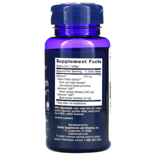 Life Extension Triple Strength ProstaPollen (Добавка для мужского здоровья с тройной силой) 30 мягких капсул фото 2