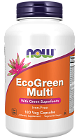 Now Foods EcoGreen Multi Iron-Free (Мультивитамины с зелеными суперфудами без железа) 180 растительных капсул