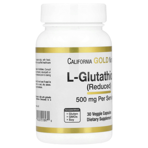 L-Glutathione (Reduced) 500 mg (Глутатион восстановленный) 30 вег капсул (California Gold Nutrition) фото 2