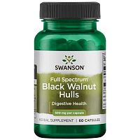 Black Walnut Hulls 500 mg (Скорлупа черного ореха 500 мг) 60 капсул (Swanson)