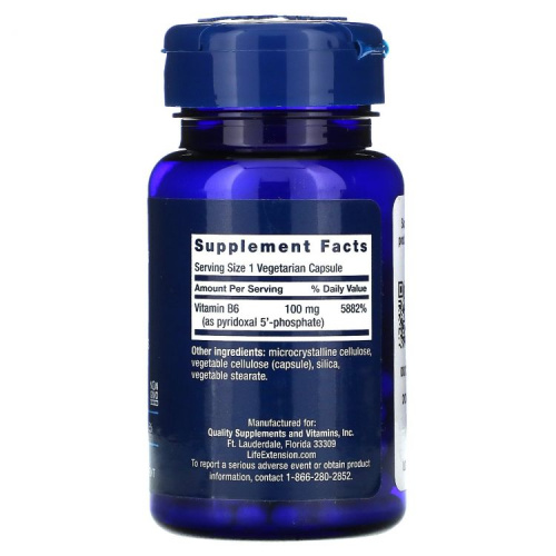 Life Extension Pyridoxal 5'-Phosphate Caps (Пиридоксаль 5'-Фосфат) 100 мг. 60 растительных капсул фото 2