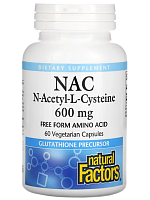 NAC 600 мг (N-Ацетил L-Цистеин) 60 вег. капсул (Natural Factors)