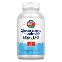 KAL Glucosamine Chondroitin MSM D-3 (Глюкозамин Хондроитин МСМ D-3) 120 таблеток