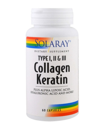 Collagen Keratin Type I, II, III - 60 капсул (Solaray)