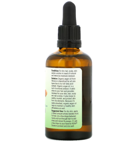 Now Foods Solutions Certified Organic & 100% Pure Argan Oil (Сертифицированное на 100% чистое органическое аргановое масло) 59 мл. фото 2