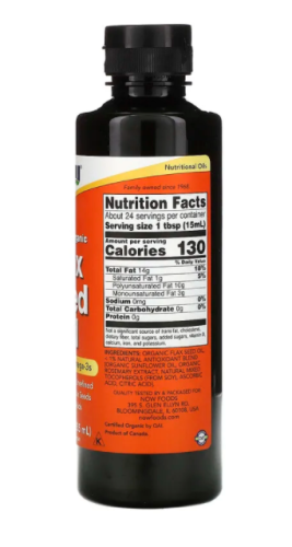 Flax Seed Oil Organic (Органическое Льняное Масло) 355 мл (Now Foods) фото 2