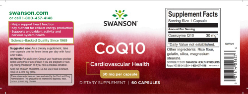 CoQ10 30 mg (Коэнзим Q10 30 мг) 60 капсул (Swanson) фото 2