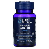 Life Extension Super Ubiquinol CoQ10 with Enhanced Mitochondrial Support (Суперубихинол коэнзим Q10 с улучшенной поддержкой митохондрий) 200 мг. 30 мягких капсул