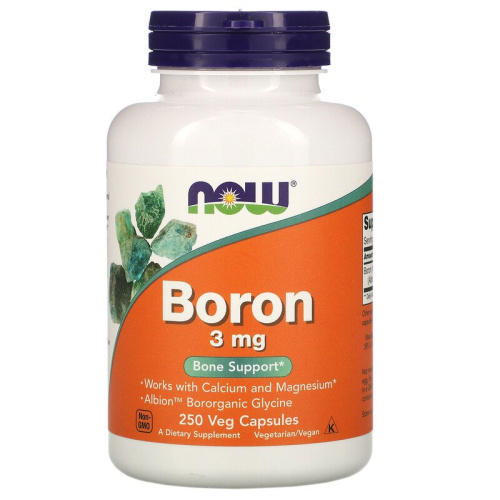 Now Foods Boron (Бор) 3 мг. 250 растительных капсул