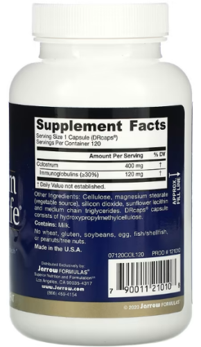 Colostrum Prime Life 400 mg (Молозево 400 мг) 120 вег капсул (Jarrow Formulas) фото 2