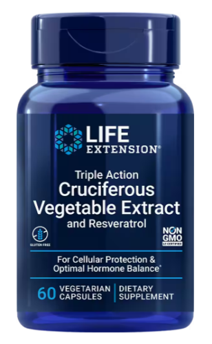 Life Extension Triple Action Cruciferous Vegetable Extract and Resveratrol (Экстракт крестоцветных растений тройного действия и Ресвератрол) 60 растительных капсул