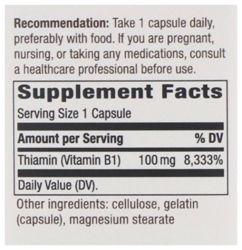 Vitamin B-1 100 мг 100 капсул (Nature's Way) фото 3