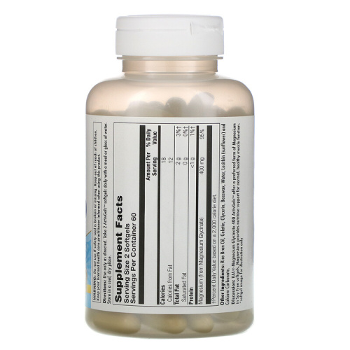 Magnesium Glycinate 400 мг (Глицинат магния) 120 мягких капсул (KAL) фото 2