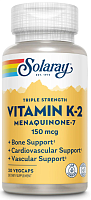 Solaray Витамин K2 тройной силы действия, менахинон-7 (Triple Strength Vitamin K-2 Menaquinone-7) 150 мкг. 30 растительных капсул