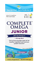 Complete Omega Junior ( Омега для детей от 6 до 12 лет) лимон 180 гелевых капсул (Nordic Naturals)