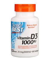 Doctor's Best Vitamin D3 (Витамин Д3) 1000 IU (25 мкг.) 180 мягких капсул