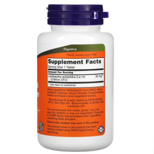 Now Foods Acidophilus 3 Billion (Ацидофилус) 180 таблеток  фото 2
