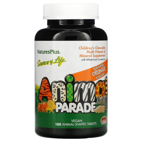 Multivitamin Animal Parade (Детские мультивитамины) 180 таблеток (NaturesPlus) (Апельсин) фото 4