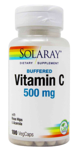 Vitamin C 500 mg Buffered with Rose Hips & Acerola (C 500 мг c шип-ом и ацеролой) 100 капc (Solaray) фото 4