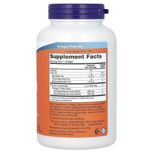 Now Foods Ультра Омега-3 500 EPA/250 DHA 180 мягких капсул фото 2