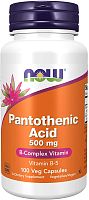 Now Foods Pantothenic Acid (Витамин B5, Пантотеновая Кислота) 500 мг. 100 растительных капсул