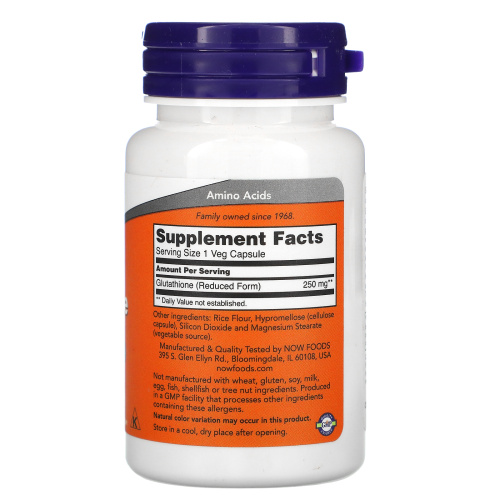 Now Foods Глутатион (Glutathione) 250 мг. 60 вегетарианских капсул фото 2
