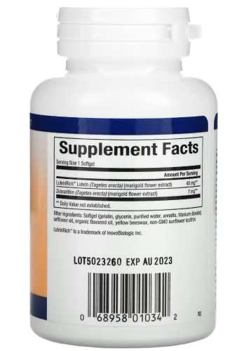 Lutein 40 mg Zeaxanthin 7 mg (Лютеин 40 мг) 30 гелевых капсул (Natural Factors) фото 2