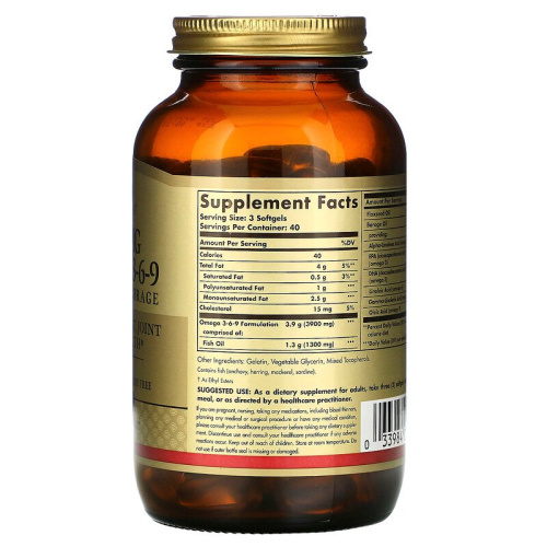 Solgar Omega 3-6-9 (Омега 3-6-9) 1300 мг. 120 капсул фото 3
