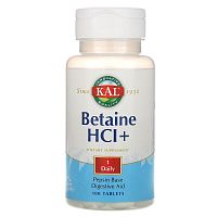 KAL Betaine HCl+ (Бетаина гидрохлорид+) 250 мг. 100 таблеток