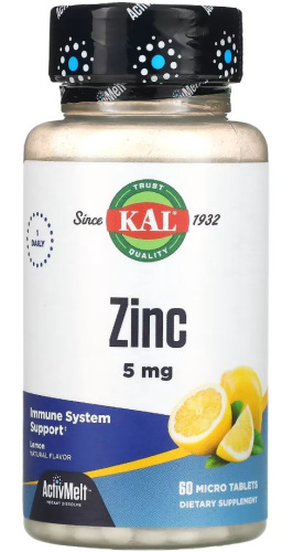 Zinc 5 mg ActivMelt (Цинк 5мг) 60 микро таблеток Сладкий лимон (KAL)