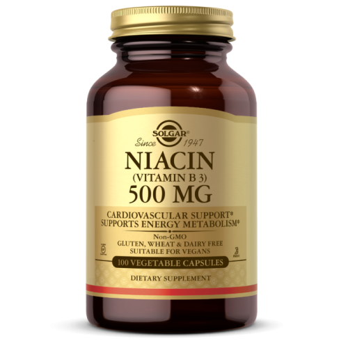Solgar Ниацин (Витамин B3) 500 мг. 100 растительных капсул