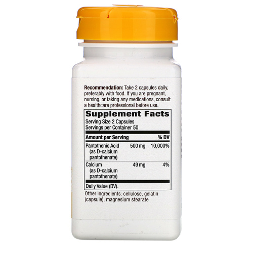Pantotenic Acid (Пантотеновая кислота витамин B5) 250 мг 100 капсул (Nature's Way) фото 2