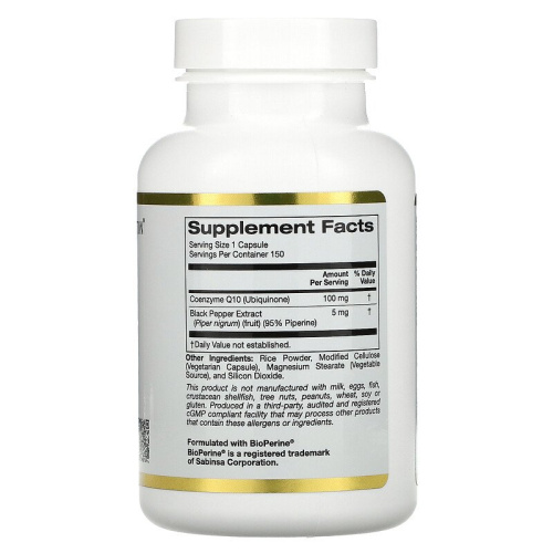 California Gold Nutrition Коэнзим Q10 (CoQ10) 100 мг. 150 капсул фото 2
