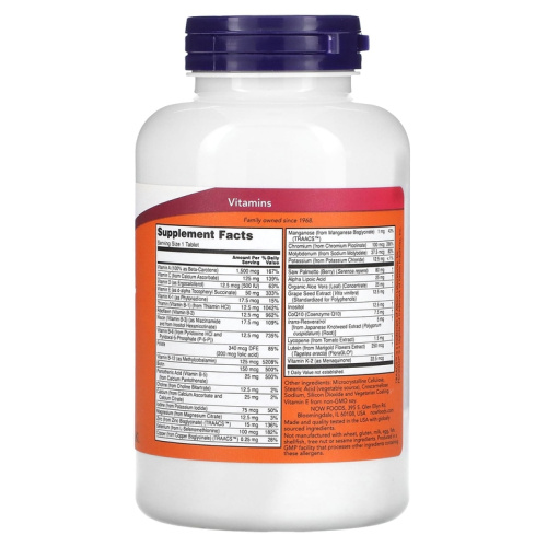 Now Foods ADAM Tablets, Мультивитамины для мужчин 120 таблеток фото 2