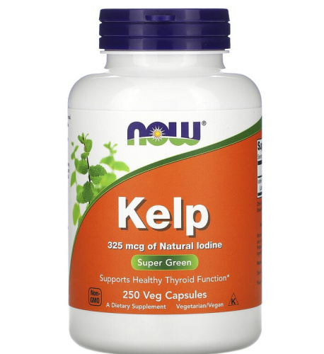 Now Foods Kelp (Келп, Бурые Водоросли) 325 мкг. натурального йода 250 растительных капсул