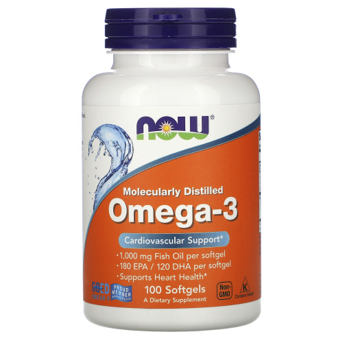 Omega-3 1000 мг (Омега-3) 100 капсул (Now Foods)