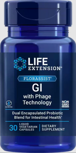 FLORASSIST GI with Phage Technology 30 жидких вег капсул (Life Extension)