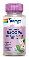 Solaray Vital Extract Bacopa 20% Bacosides A & B (Экстракт листьев бакопы, 20% бакозидов А и В) 100 мг. 60 растительных капсул