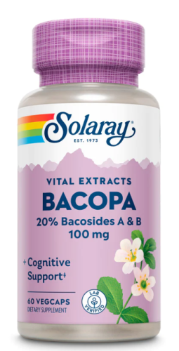 Solaray Vital Extract Bacopa 20% Bacosides A & B (Экстракт листьев бакопы, 20% бакозидов А и В) 100 мг. 60 растительных капсул