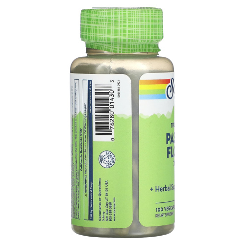 Solaray True Herbs Passion Flower (Пассифлора) 700 мг. 100 растительных капсул фото 5
