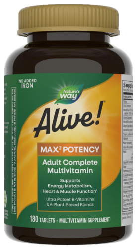 Alive! Max3 Potency (Мультивитамины без железа) 180 таблеток (Nature's Way)