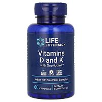 Life Extension Витамины D и К с Sea-Iodine (Морской йод) 60 капсул