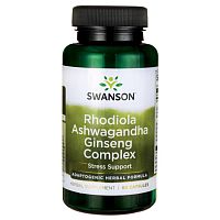 Adaptogenic Herbal Complex With Rhodiola, Ashwagandha & Ginseng 60 капсул (Swanson)