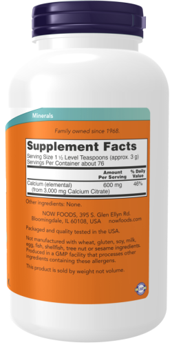 Now Foods Calcium Citrate Pure Powder (Кальций Цитрат в порошке) 227 г. фото 2