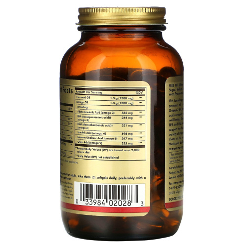 Omega 3-6-9 (Омега 3-6-9) 1300 мг 60 капсул (Solgar) фото 2