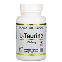 L-Taurine AjiPure (L-таурин) 1000 мг 60  капсул (California Gold Nutrition) срок 01/23