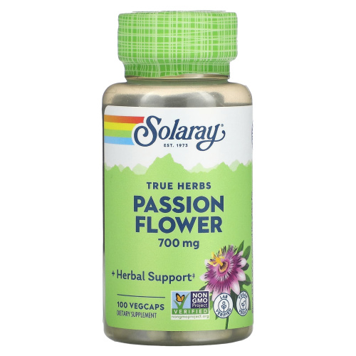 Solaray True Herbs Passion Flower (Пассифлора) 700 мг. 100 растительных капсул фото 4