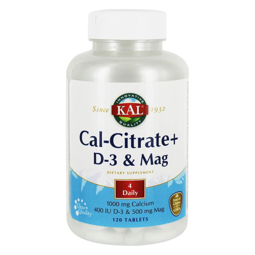 Cal-Citrate+ D3 & Mag 1000 мг (Кальций цитрат с витамином Д3 и Магнием) 120 таб (KAL)