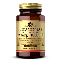 Solgar Витамин D3 (Холекальциферол) 25 мкг. 1000 МЕ 180 таблеток